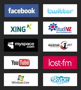 ANDREASZ.COM on Social Networks: Facebook, Twitter, Studivz, Xing, Last.FM, YouTube, Skype, Windows Live